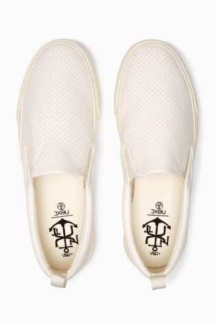 White Perforated Slip-On